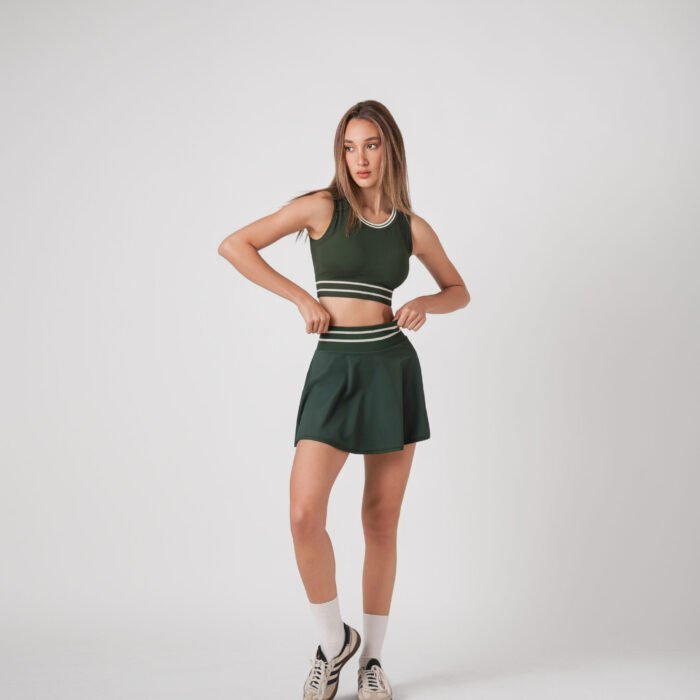 Aryna Retro Set-  Padded Bra+Skirt - Royal Green, XL