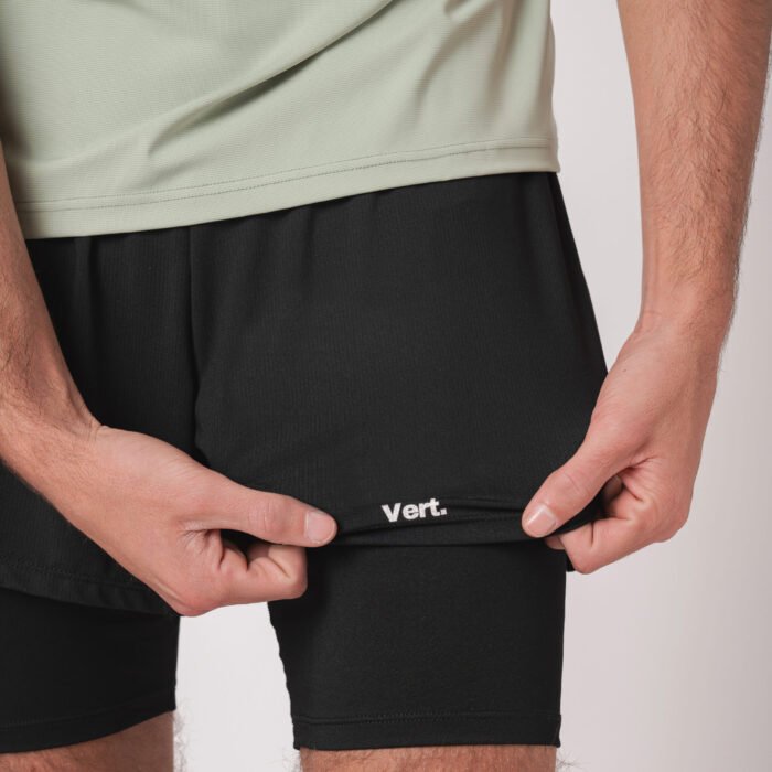 Men's Black Tennis and Padel Shorts, high quality with black liner